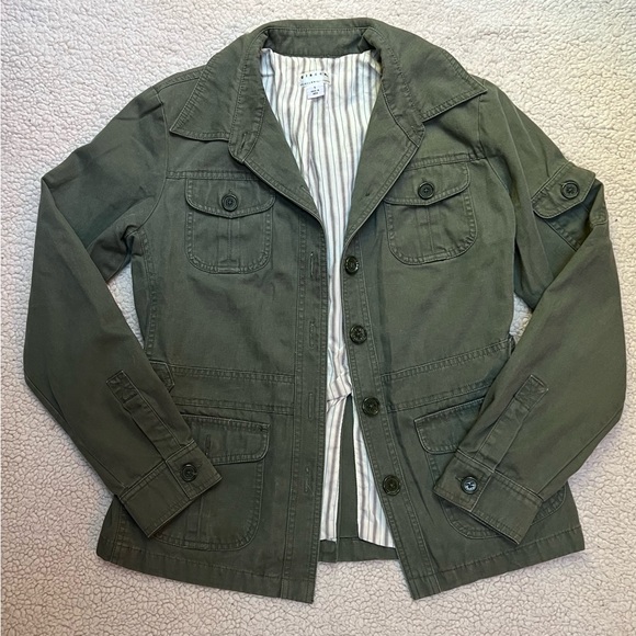 Giacca army green utility military jacket striped lining 100% cotton overcoat - Picture 2 of 16